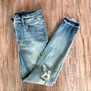 Express Medium Wash Distressed Jeans 2 Stretch